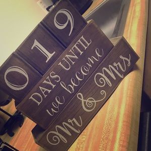Wooden countdown blocks for mr and mrs